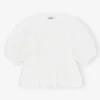 Cotton Poplin Peplum Tie Blouse