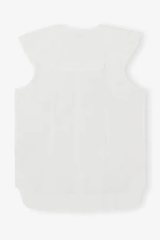 Cotton Poplin Sleeveless Frill Collar Shirt