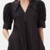 Cotton Poplin V-Neck Midi Dress