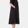 Cotton Poplin V-Neck Midi Dress