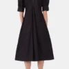Cotton Poplin V-Neck Midi Dress