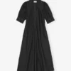 Cotton Poplin V-Neck Midi Dress