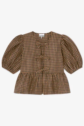 Crinkled Check Blouse