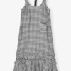 Crinkled Check Long Dress Crinkled Check Long Dress