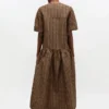 Crinkled Check Long Dress