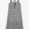 Crinkled Check Long Dress Crinkled Check Long Dress