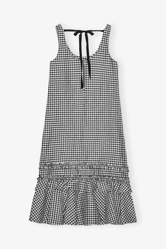 Crinkled Check Long Dress Crinkled Check Long Dress