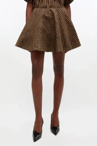 Crinkled Check Mini Circle Skirt