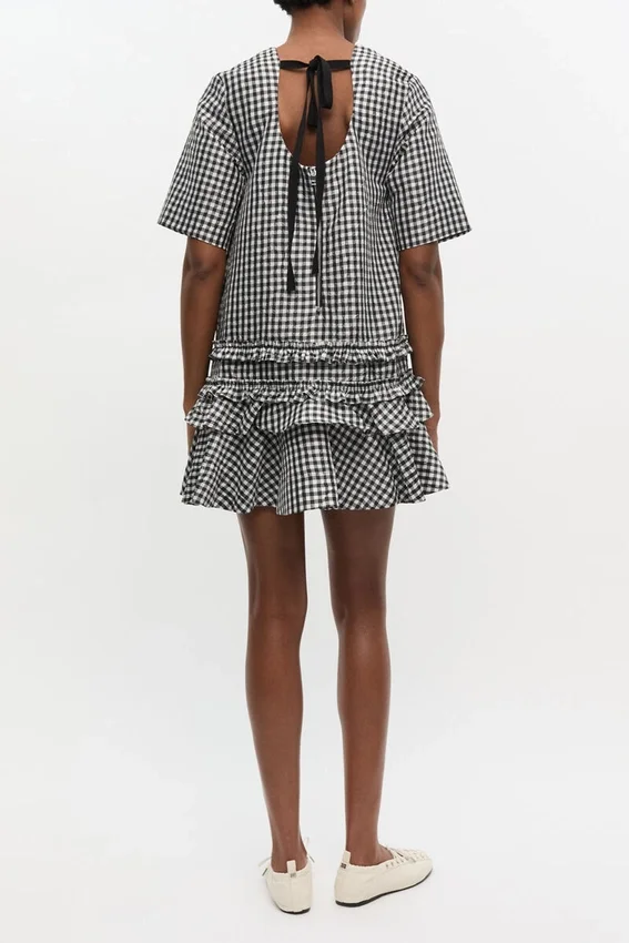 Crinkled Check Mini Dress Crinkled Check Mini Dress