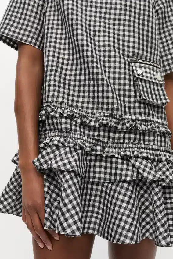 Crinkled Check Mini Dress Crinkled Check Mini Dress