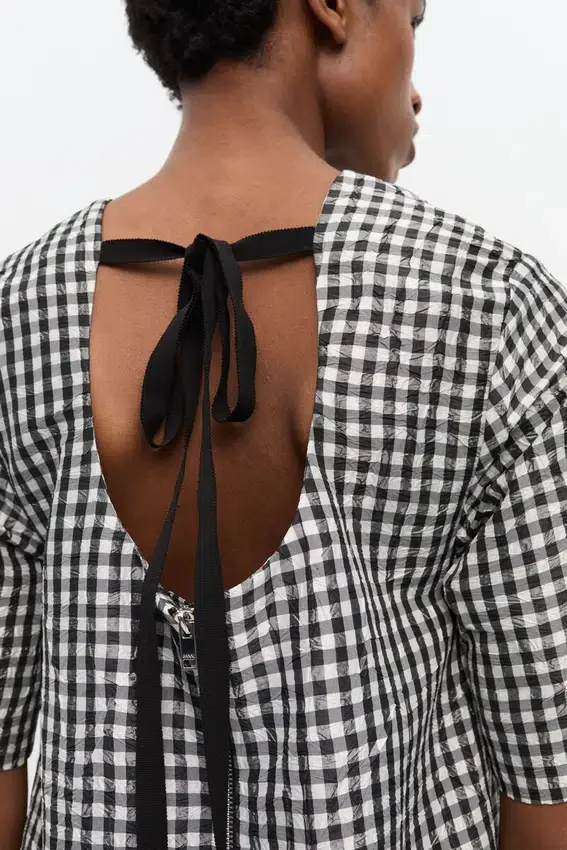 Crinkled Check Mini Dress Crinkled Check Mini Dress