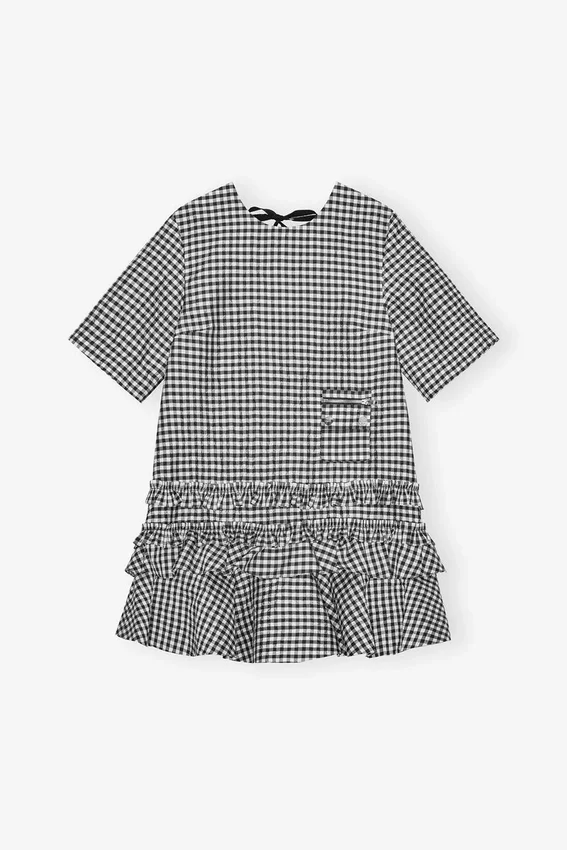 Crinkled Check Mini Dress Crinkled Check Mini Dress