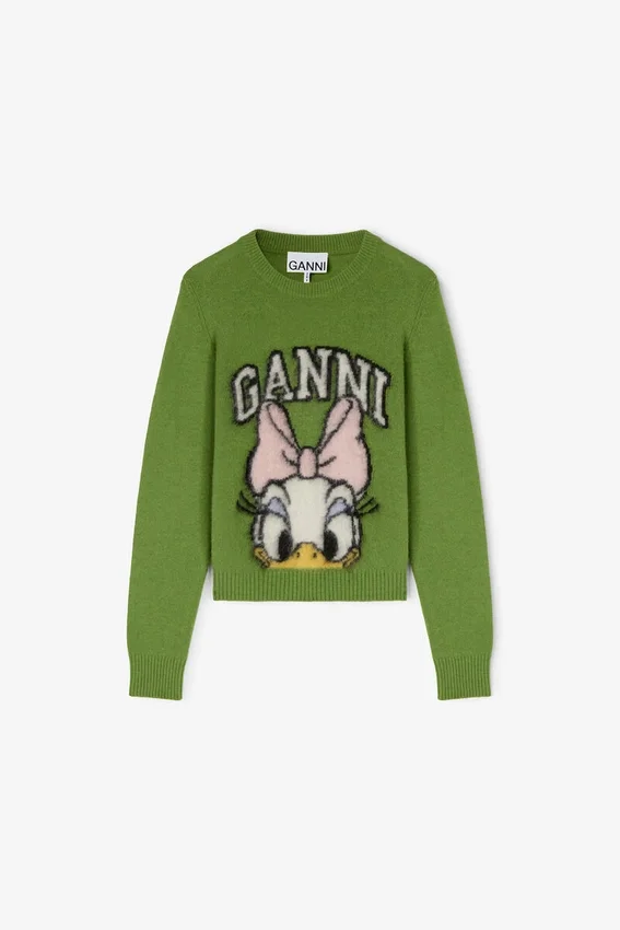 Daisy Duck Green Brushed Wool Sweater Daisy Duck Green Brushed Wool Sweater