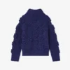 Dark Blue Flower Crochet Sweater