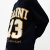 Dark Blue Graphic Wool Mix Baseball Sweater