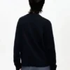 Dark Blue Graphic Wool Mix Baseball Sweater