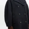 Dark Blue Wool Oversized Long Peacoat Dark Blue Wool Oversized Long Peacoat