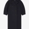 Dark Blue Wool Oversized Long Peacoat Dark Blue Wool Oversized Long Peacoat