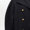 Dark Blue Wool Oversized Midi Peacoat Dark Blue Wool Oversized Midi Peacoat