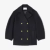 Dark Blue Wool Oversized Midi Peacoat Dark Blue Wool Oversized Midi Peacoat