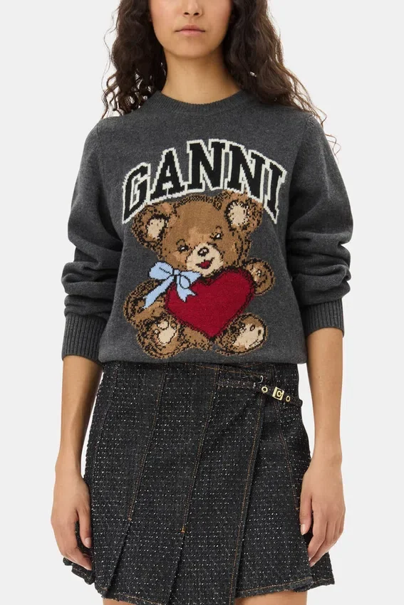 Dark Grey Graphic Bear Sweater Dark Grey Graphic Bear Sweater