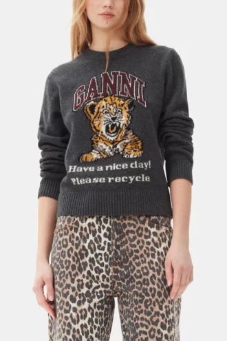 Dark Grey Graphic Tiger Sweater