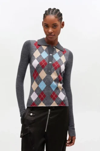 Dark Grey Knitted Polo Shirt