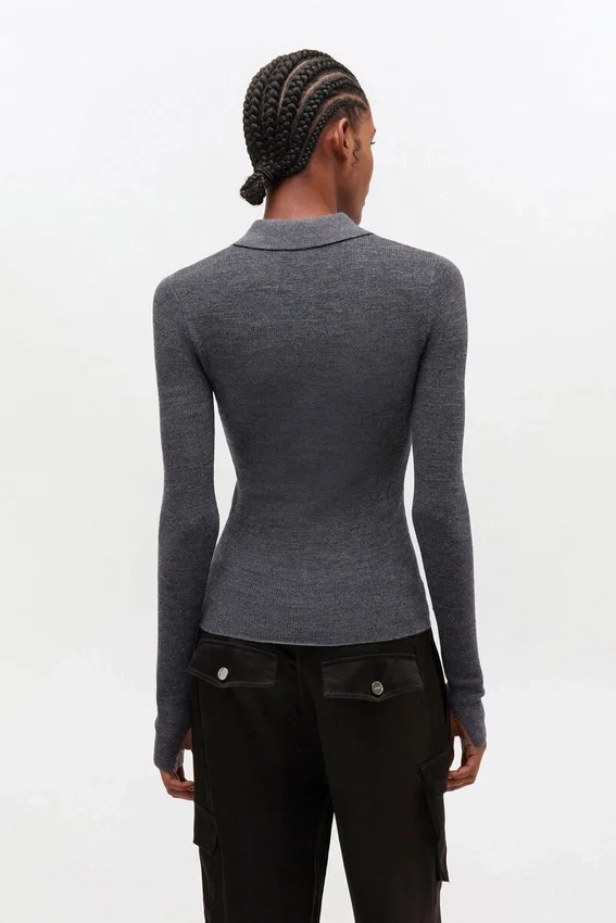 Dark Grey Knitted Polo Shirt Dark Grey Knitted Polo Shirt