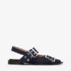 Denim Feminine Buckle Ballerinas Denim Feminine Buckle Ballerinas