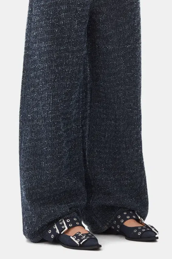 Denim Feminine Buckle Ballerinas Denim Feminine Buckle Ballerinas