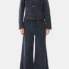 Denim Feminine Buckle Ballerinas Denim Feminine Buckle Ballerinas