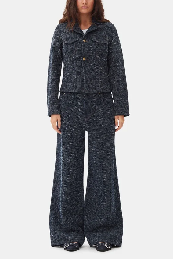 Denim Feminine Buckle Ballerinas Denim Feminine Buckle Ballerinas