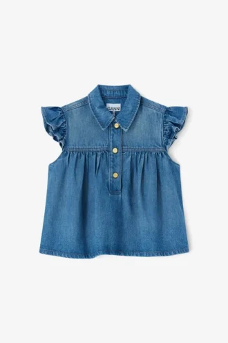 Denim Ruffle Top