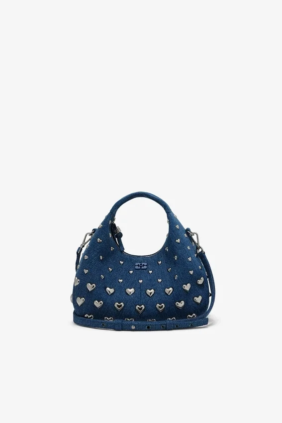 Denim Stud Mini Hobo Bag Denim Stud Mini Hobo Bag