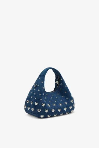 Denim Stud Mini Hobo Bag
