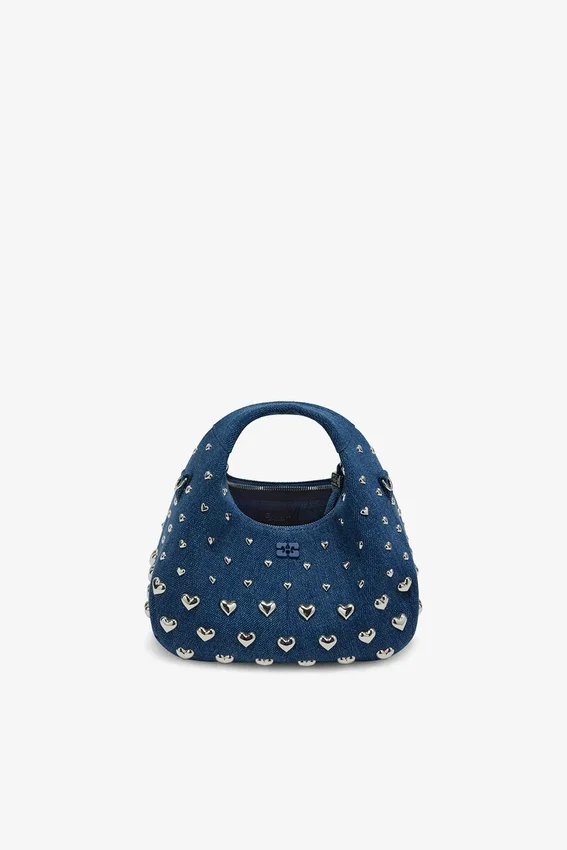 Denim Stud Mini Hobo Bag Denim Stud Mini Hobo Bag