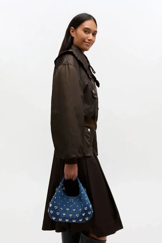 Denim Stud Mini Hobo Bag Denim Stud Mini Hobo Bag
