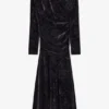 Dress in Black Velour Ruched