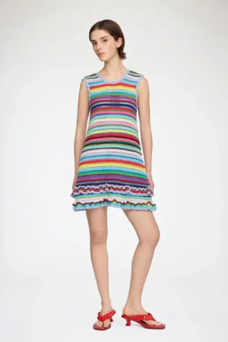 Dress in Striped Crochet