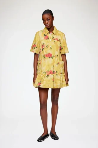 Dress in Yellow Printed Denim