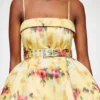 Dress in Yellow Printed Satin