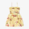 Dress in Yellow Printed Satin