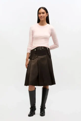 Duchesse Nylon Pleated Skirt