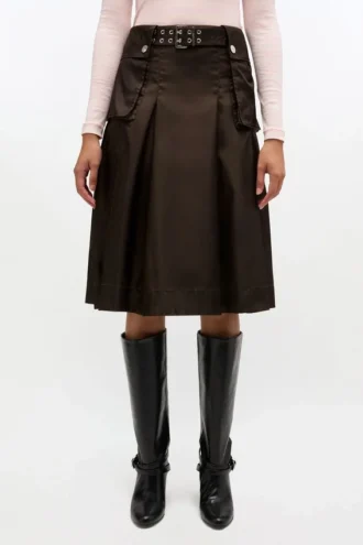 Duchesse Nylon Pleated Skirt