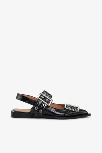 Feminine Buckle Ballerinas in Black