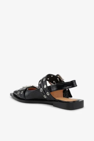 Feminine Buckle Ballerinas in Black