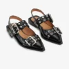 Feminine Buckle Ballerinas in Black