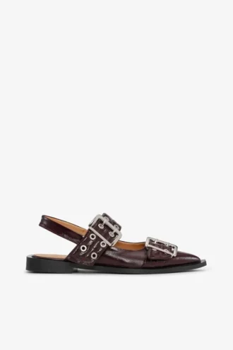 Feminine Buckle Ballerinas in Burgundy Feminine Buckle Ballerinas in Burgundy