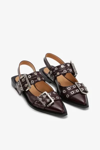 Feminine Buckle Ballerinas in Burgundy Feminine Buckle Ballerinas in Burgundy