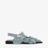 Feminine Buckle Ballerinas in Denim with Charms